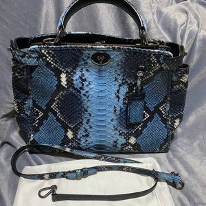 Coach Gramercy Blue Python Satchel